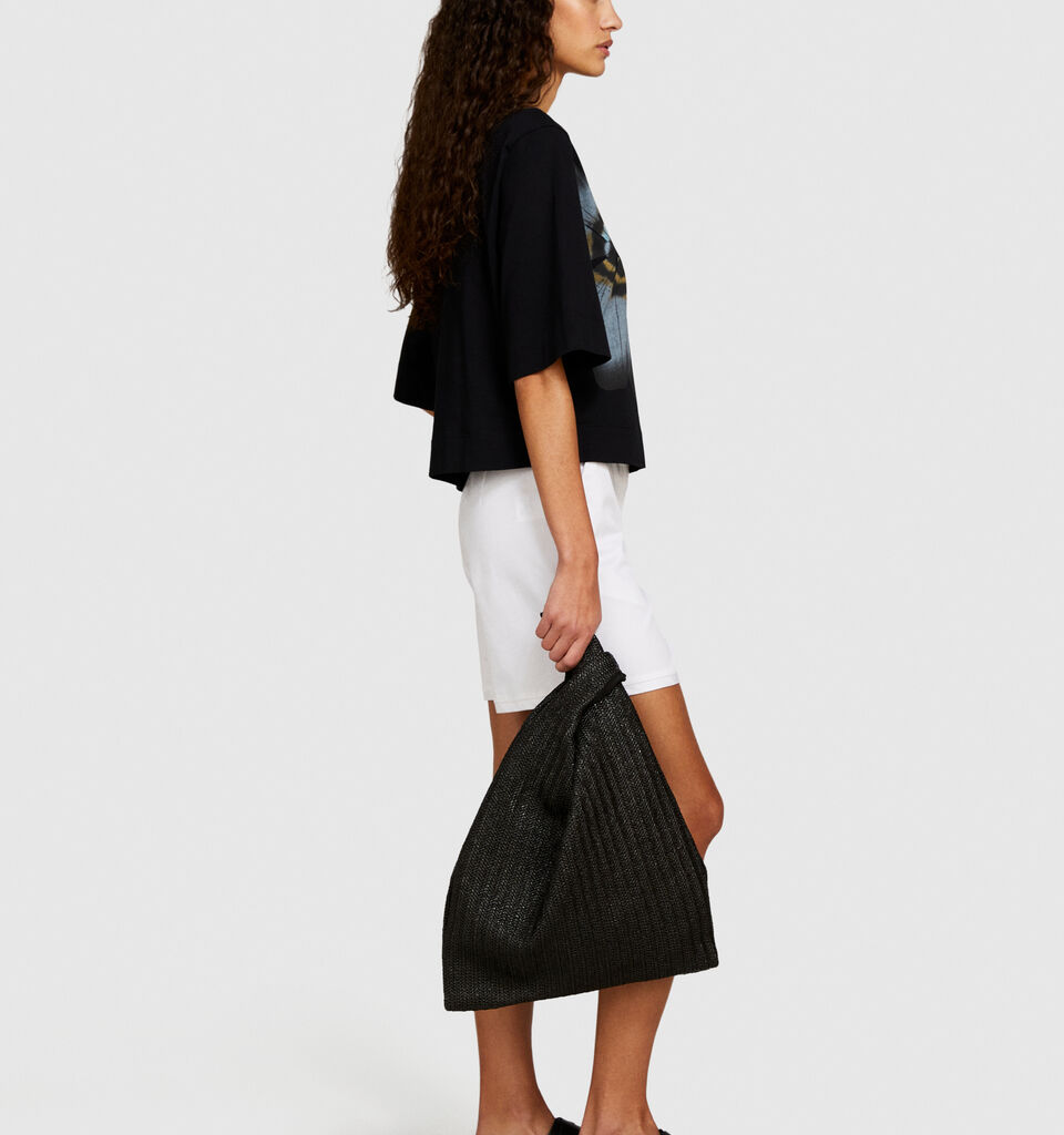 Organic cotton t-shirt with print - women's short sleeve t-shirts - Black | Sisley image number 2